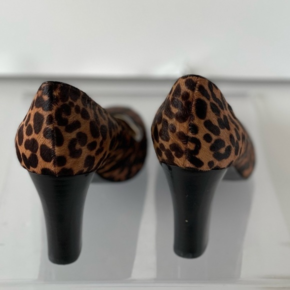 Nine West Heels Leopard Cow Leather Heels Pumps Block Heel Gilyanr, Sz 7M - Picture 6 of 9
